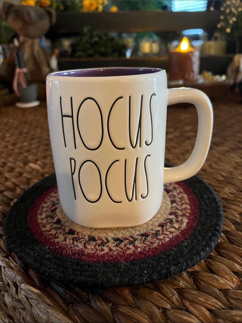 Rae Dunn HOCUS POCUS White Mug with Purple Interior